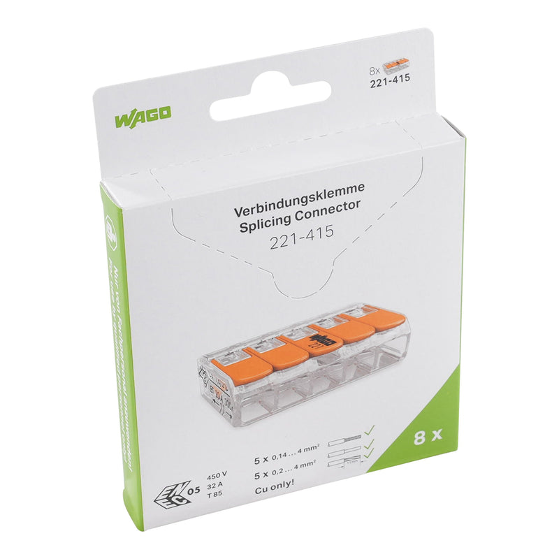 WAGO - Steckklemme Verbindungsklemme 221-415/995-008 4mm²,transparent − 144 Stück