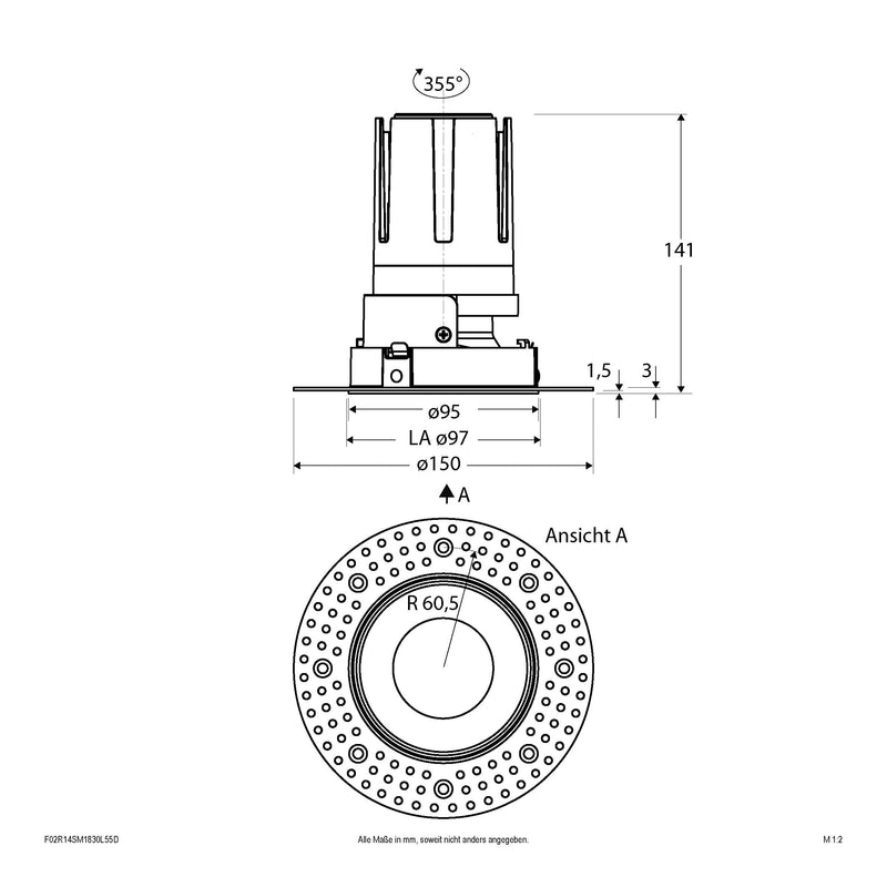 EVN Lichttechnik - Downlight/Strahler/Flutlicht LED-Einbauleuchte modular F02R14SM1830L55D Konfigurationstype
