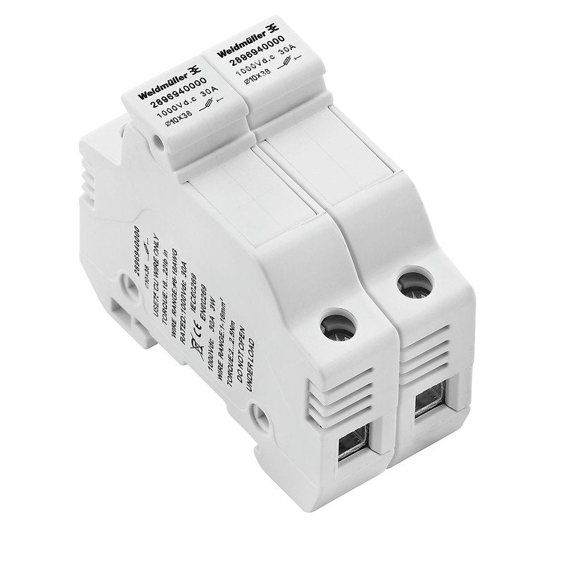 Weidmüller - Sicherungs-Reihenklemme Klemme 1000V 10x38 FUSEHOLDE#2896940000 2Stränge ohne LED − 5 Stück
