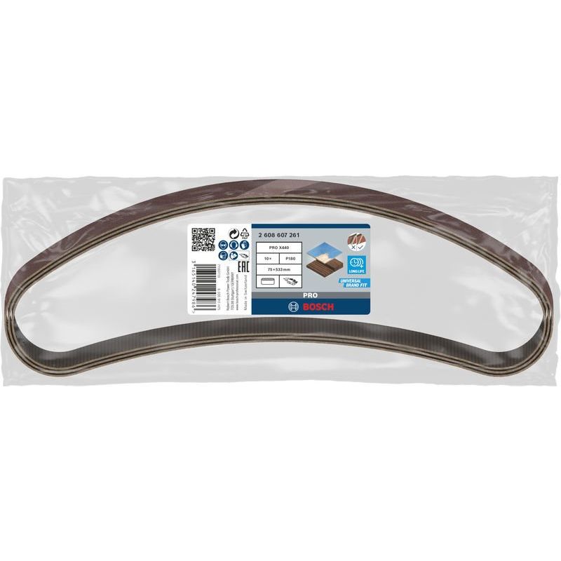 Bosch - Schleifpapier/Schleifvlies PRO X440 Schleifband, 75 x 2608607261 533 mm, 180, 10-tlg