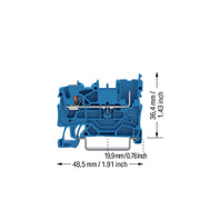 WAGO - Durchgangs-Reihenklemme 1-Leiter/1-Pin-Basisklemme 2222-1204 Drücker,2,5mm²,bl − 100 Stück