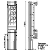 GSAB Elektrotechnik - Anschlussschrank Poller 36P1700K2LSL2 HxD: 1811x360