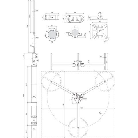 DEHN - Fangeinrichtung für Blitzschutz Fangmast FM D40 L3700 #819687 D40mm,L3700mm,R560mm