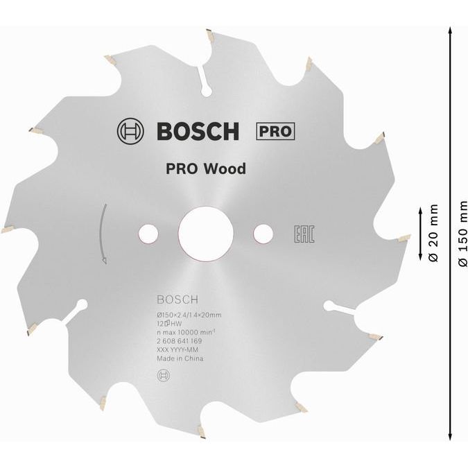 Bosch - Kreissägeblatt PRO Wood Kreissägeblatt, 2608641169 150 x 2,4 x 20 mm