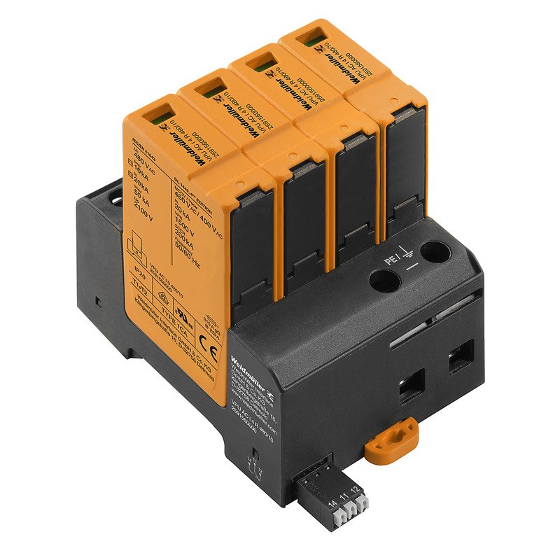 Weidmüller - Überspannungsableiter für Energietechnik/Stromversorgung Überspannungsschutz VPU AC I 4 R 480/10 mit Fernmeldekontakt