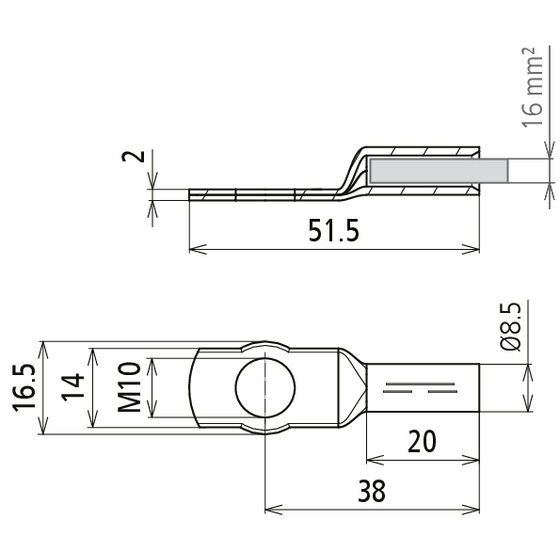 DEHN - Presskabelschuh für Cu-Leiter Presskabelschuh PKS 16 10 CUGALSN − 3 Stück