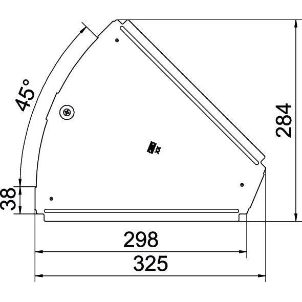 OBO Bettermann - Deckel Bogen für Kabeltragsystem Deckel für 45Grad-Bogen RBD 45 300 DD B300mm, bandverzinkt