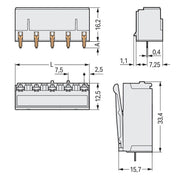 WAGO - Leiterplattensteckverbinder THT-Federleiste gerade 2092-3302 7,5mm,lichtgrau − 100 Stück