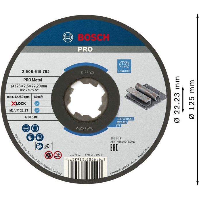 Bosch - Trenn-/Schleifscheibe PRO Metal X-Lock 2608619782 Trennscheibe 125 x