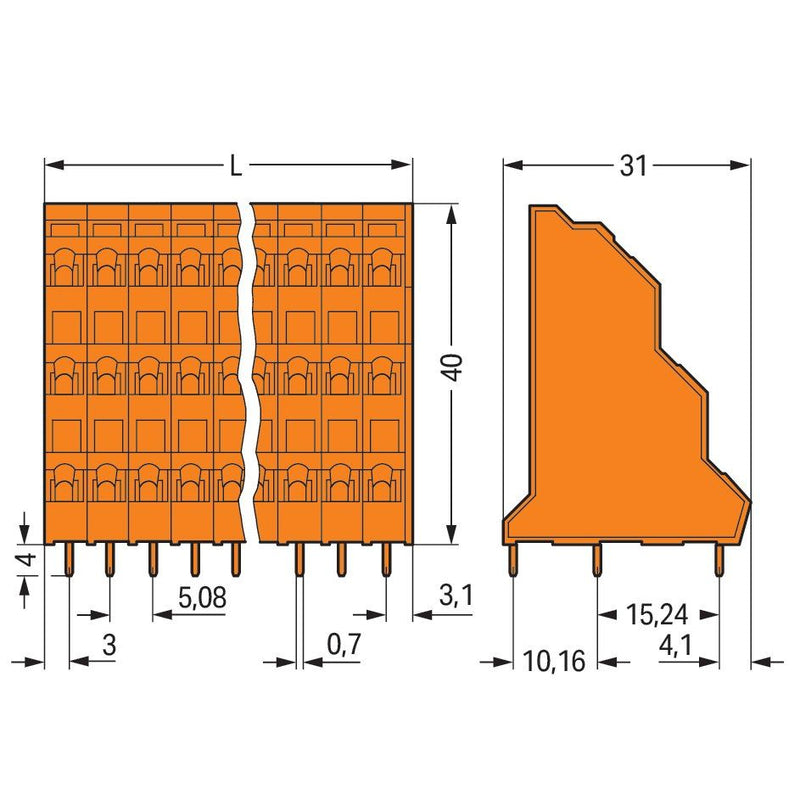 WAGO - Leiterplattenklemme Dreistock-Leiterplattenkl. 737-302 2,5mm² − 92 Stück
