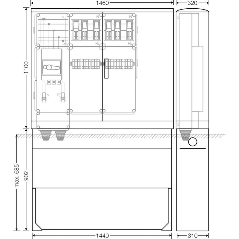 Hensel - Verteilerschrank für Energieversorgung Ladeverteiler Mi EV 43kW 6010 b. z. 6 Ladepunkte