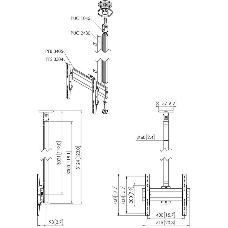 Vogels - Halterung für Audio-/Videosysteme Einzelprofil VESA 400x400 CT243044 si Connect-It,300cm