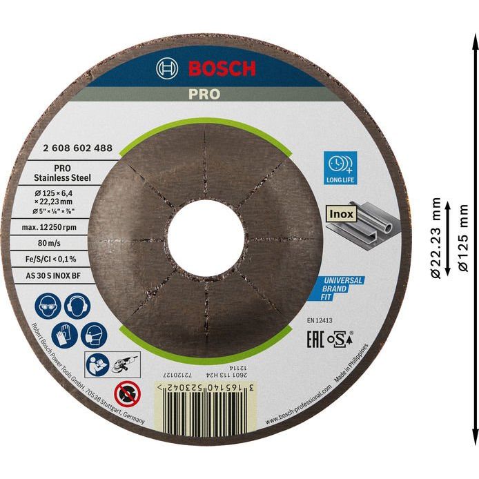 Bosch - Trenn-/Schleifscheibe PRO Stainless Steel 2608602488 Schruppscheibe 125 x − 10 Stück