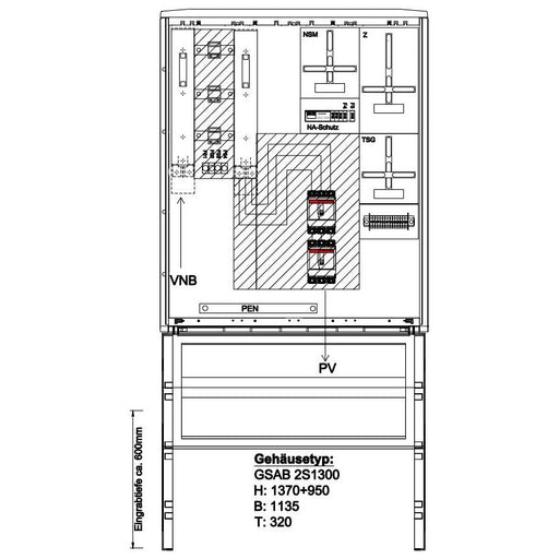 GSAB Elektrotechnik - Zähler-Komplettschrank Wandlermessung 48.W250.AR-01 eNetz Südhessen 250A