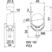 OBO Bettermann - Bügelschelle BS-F1-K-40 A2 34-40mm − 25 Stück
