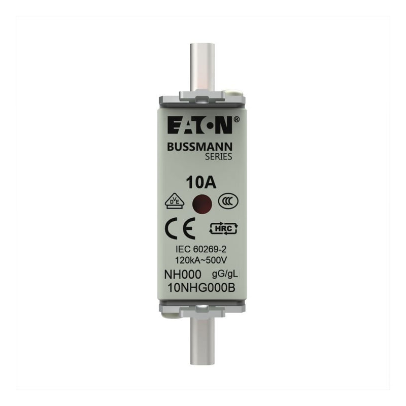 Eaton - Messersicherung Sicherungseinsatz Nieders. NH FUSE 10#10NHG000B 10A AC 500V 120kA − 3 Stück