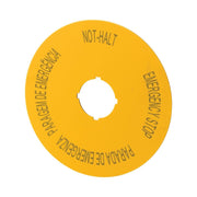 Eaton - Bezeichnungsschild für Befehlsgeräte Schild Not-Halt D=90mm ge. M22-XAK12 DE, EN, ES, PT − 10 Stück