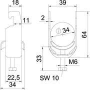 OBO Bettermann - Bügelschelle BS-U1-M-34 A4 28-34mm − 25 Stück