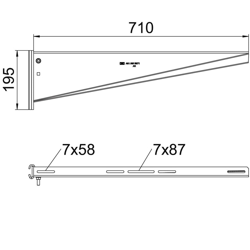 OBO Bettermann - Ausleger für Kabeltragsystem Stielausleger AS 55 71 FT tauchfeuervz. 710mm