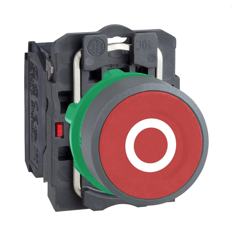 Schneider Electric - Drucktaster, Komplettgerät Drucktaster komplett XB5AA4322C0 rot, 22mm, 1Ö, grau