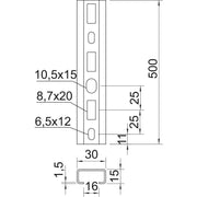 OBO Bettermann - Stiel/Profilschiene Profilschiene CM3015P0500FT gelocht − 10 Stück