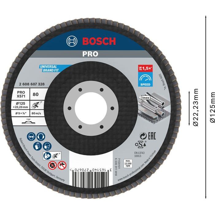 Bosch - Trenn-/Schleifscheibe PRO X571 2608607328 Fächerschleifscheibe