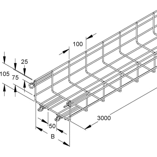 Niedax - Gitterrinne MTC 105.300 E4 105x300x3000mm, CITO − 3 Meter