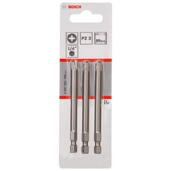 Bosch - Bit Schrauberbit Extra-Hart PZ 2607001585 3, 89 mm, 3er-Pack