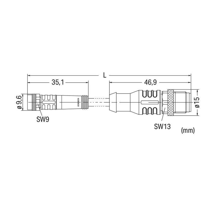 WAGO - Konfektioniertes Sensor-Aktor-Kabel Sensor-/Aktorleitung M8Bu. 756-5507/030-010 axial,M12A-St.,axial − 1 Stück