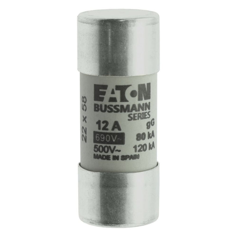 Eaton - Zylindrische Sicherung Sicherungseinsatz Nieders. CYLINDRICA#C22G12 12A AC 690V 80kA − 10 Stück