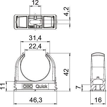 OBO Bettermann - Rohrschelle Quick-Schelle 2955 F M32 RW flammwidrig − 50 Stück