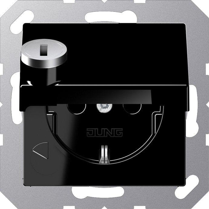 Jung - Steckdose SCHUKO-Steckdose 16A 250V A 1520 BFKLSL SW Klappdeckel