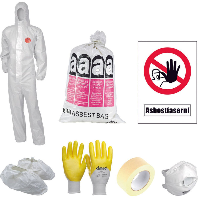 Cimco Werkzeuge - Set Persönliche Schutzausrüstung PSA Asbest Tages-Set easy XL 145081 15tlg. Warnaufkleber