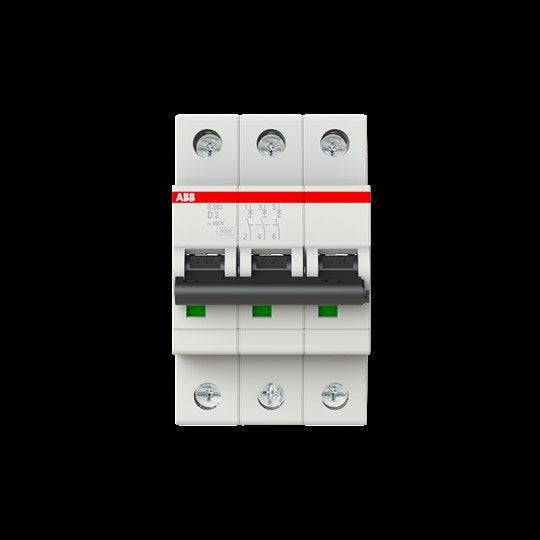 ABB Stotz S&J - Leitungsschutzschalter Sicherungsautomat S203-D2 6 kA, 2 A, 3P