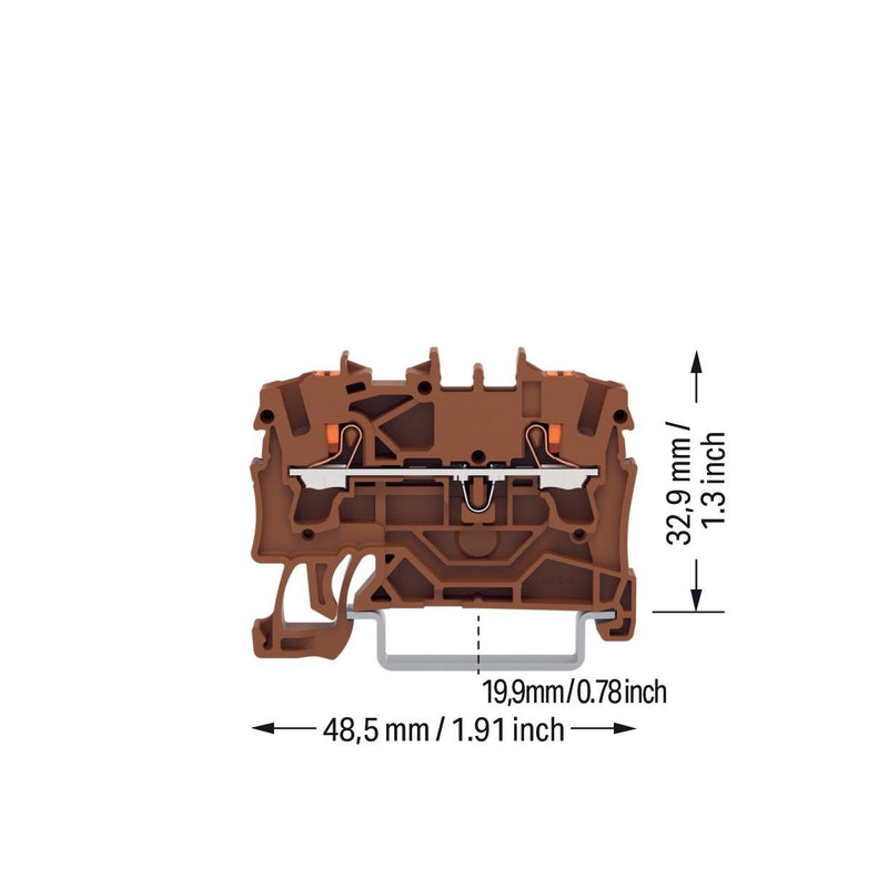 WAGO - Durchgangs-Reihenklemme 2L-Durchgangsklemme 2202-1201/000-014 2,5 qmm, br − 100 Stück