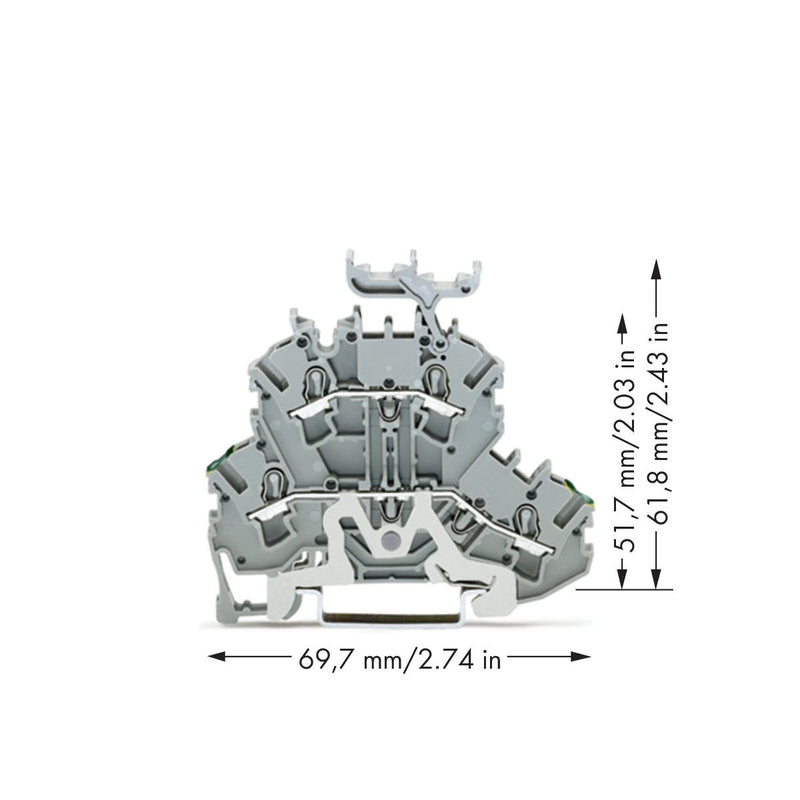 WAGO - Schutzleiter-Reihenklemme Doppelstockklemme 2002-2257 − 50 Stück