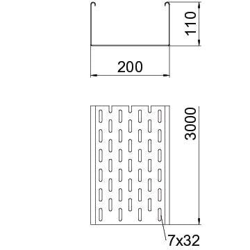 OBO Bettermann - Kabelrinne SKS 120 FT 110x200mm − 3 Meter