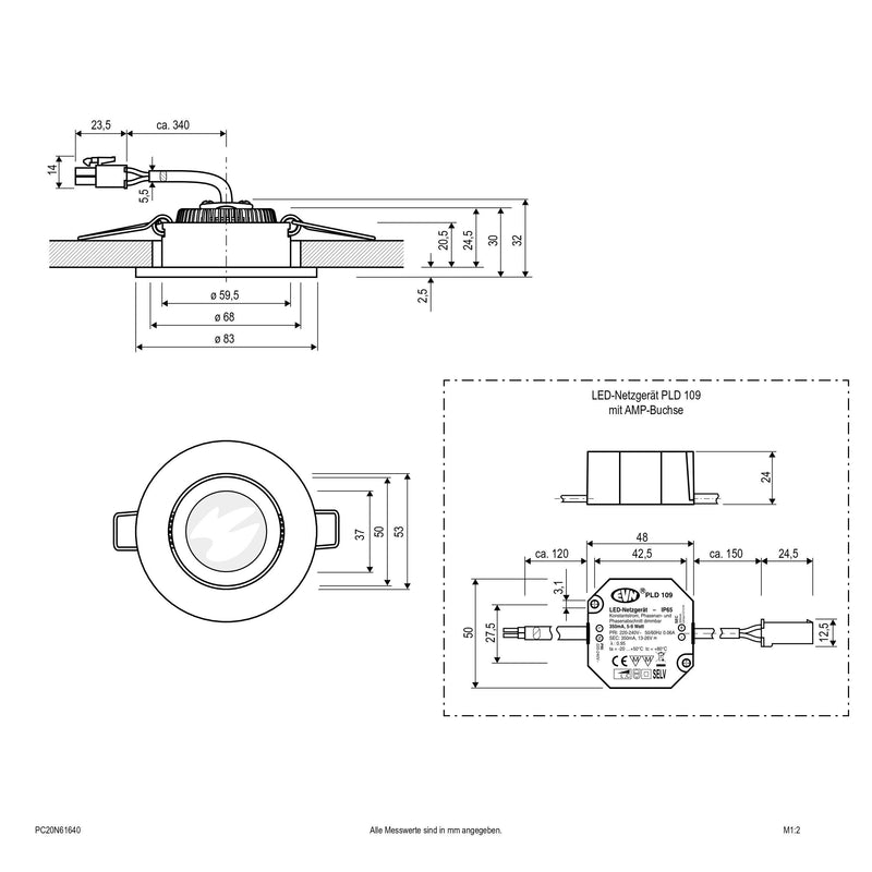 EVN Lichttechnik - Downlight/Strahler/Flutlicht LED-Deckenleuchte PC20N61640