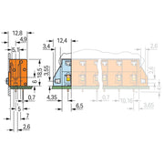 WAGO - Leiterplattenklemme Anreihbar.Leiterplattenkl. 741-915 Drücker,2,5mm²,or − 600 Stück
