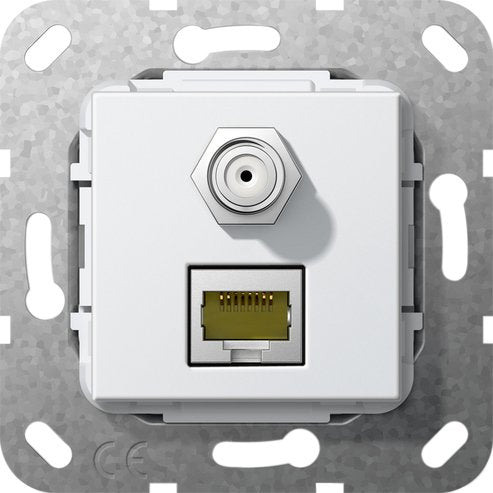 Gira - Einsatz/Abdeckung für Kommunikationstechnik Modular Jack RJ45 Cat6A 569703 rws SAT F und RJ45