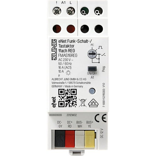 Jung - Bussystem-Schaltaktor Funk-Aktor FM AS 16 REG 1-kanalig, REG