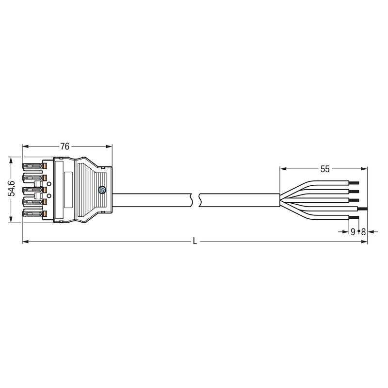 WAGO - Konfektionierte Leitung für steckbare Gebäudeinstallation konfekt. Anschlussleitung 771-8985/117-103 Eca,Buchse