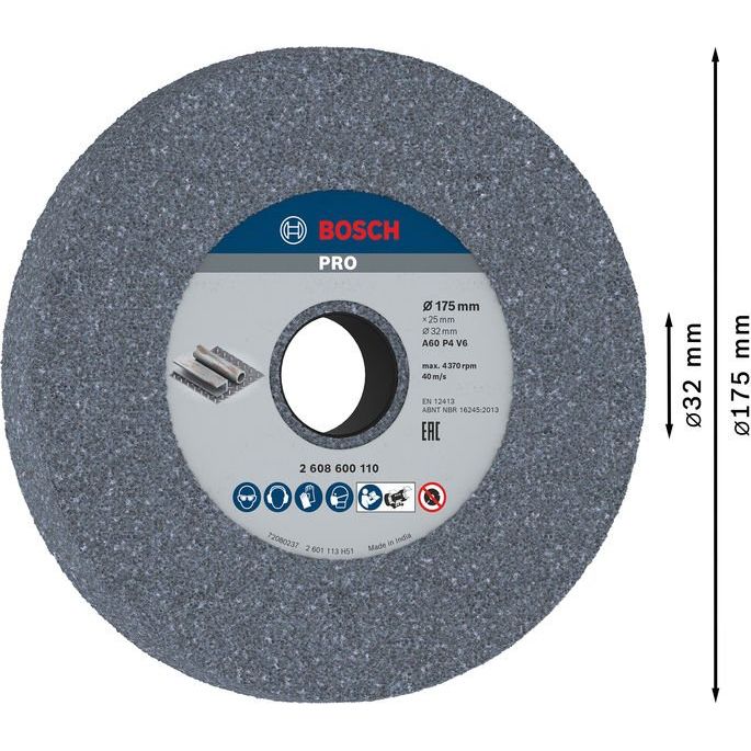 Bosch - Trenn-/Schleifscheibe PRO Metal Schleifscheibe, 2608600110 175 x 25 x 32 mm G60