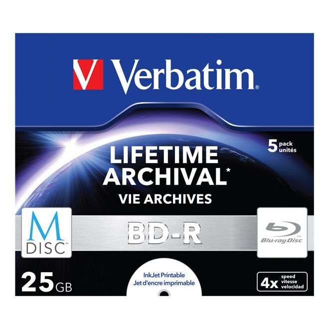 Verbatim - Speichermedium digital M-DISC BD-R 25GB/1-4x 43823 (VE5) Jewelcase (5 Disc)