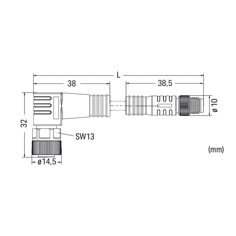 WAGO - Konfektioniertes Sensor-Aktor-Kabel Sensor-Aktorleitung axial 756-6503/030-005 M12A-Buchse M8-Stec
