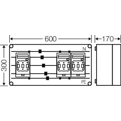 Hensel - Sicherungslasttrennschalter mit Gehäuse Sicherungsgehäuse Mi 6436 3x NH00