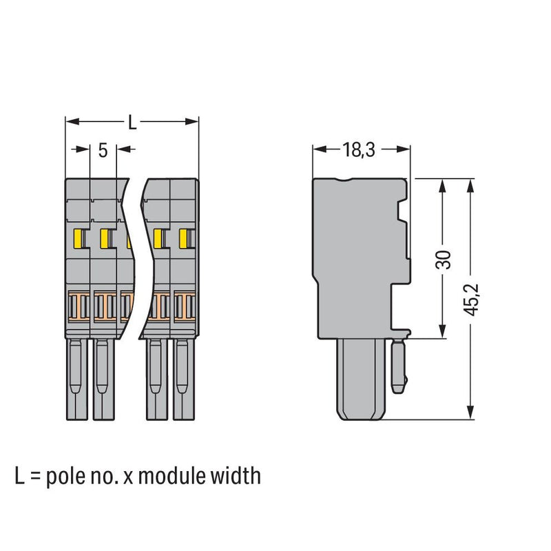 WAGO - Ein- und mehrpolige Klemmenleiste 1-Leiter-Federleiste 769-114/000-038 4mm²,gn-ge/bl/gr − 10 Stück