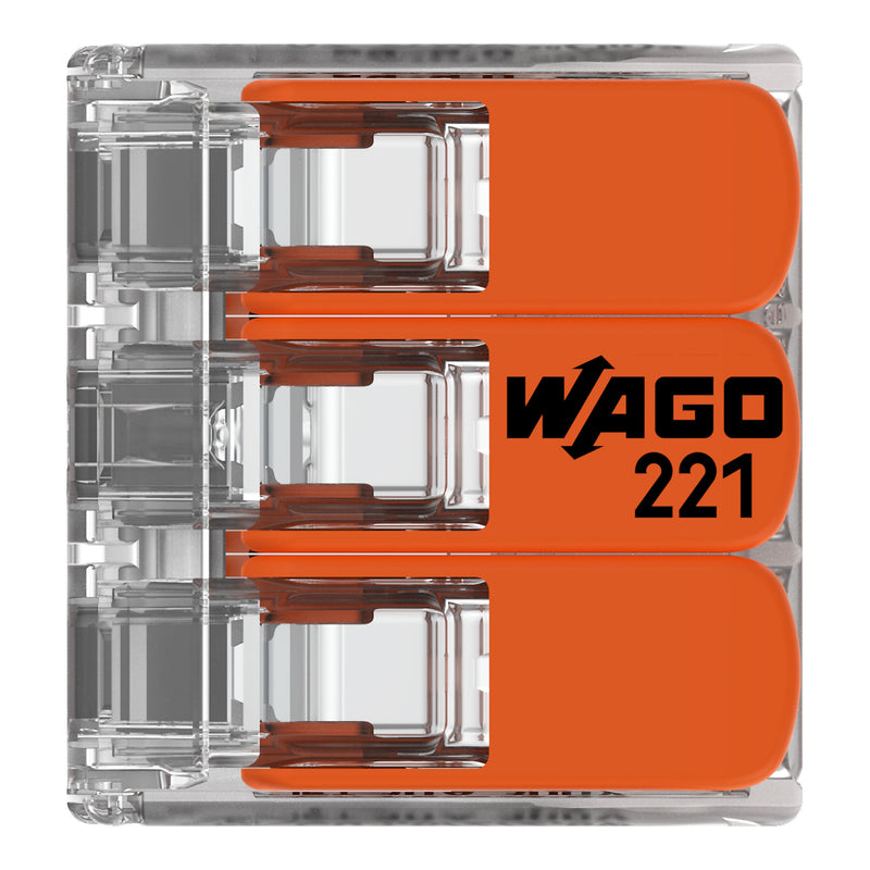 WAGO - Steckklemme Compact-Verbindungsklemme 221-613 3-Leiter bis 6qmm − 30 Stück