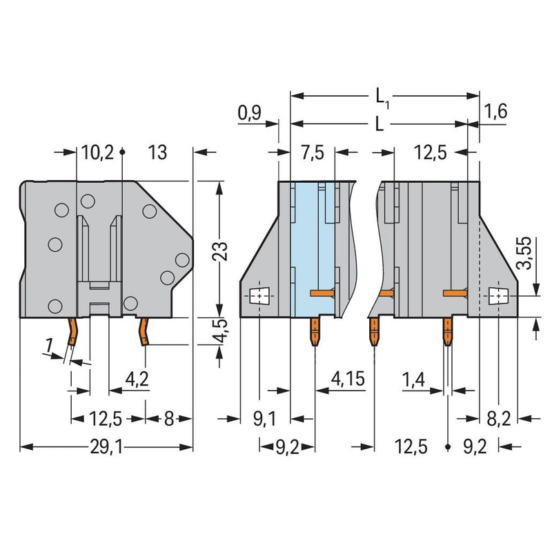 WAGO - Leiterplattenklemme 745-1406 6mm² − 24 Stück