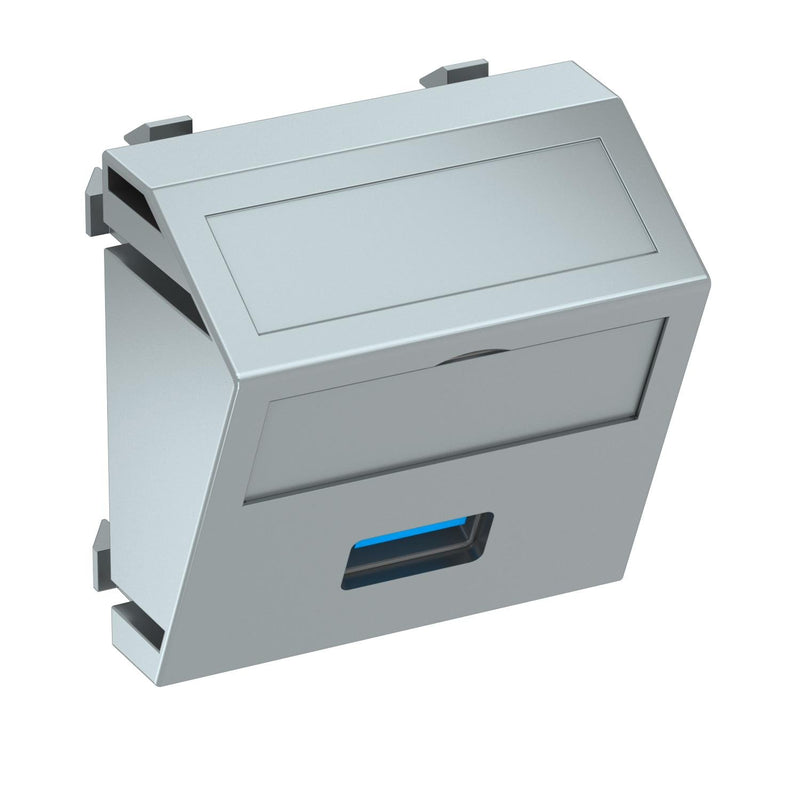 OBO Bettermann - Einsatz/Abdeckung für Kommunikationstechnik Multimediaträger USB 3.0A MTS-U3A S AL1 45x45mm alu lackiert